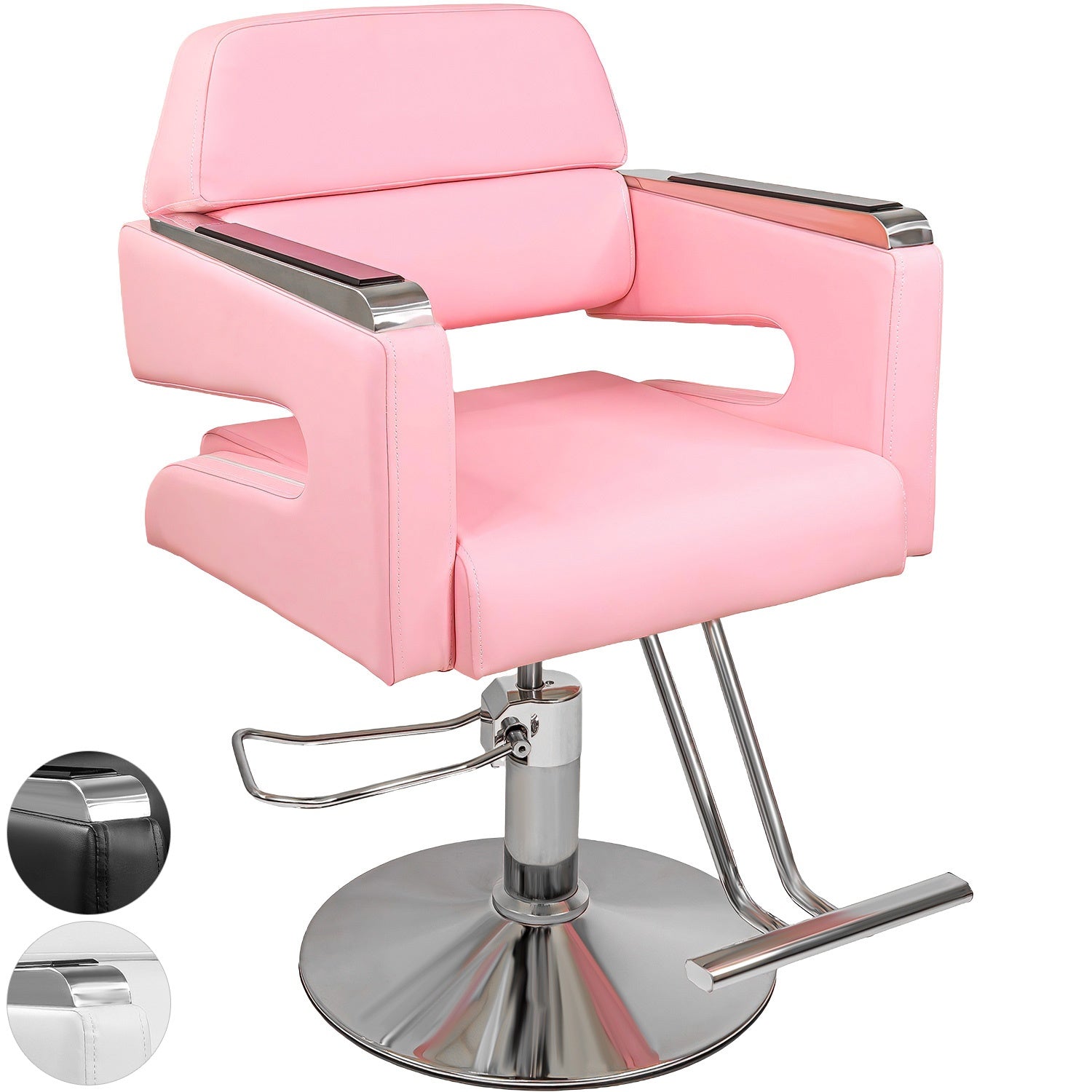 Silla Estetica Barberia Hidraulica Neumatica Ajustable Salon Rosa